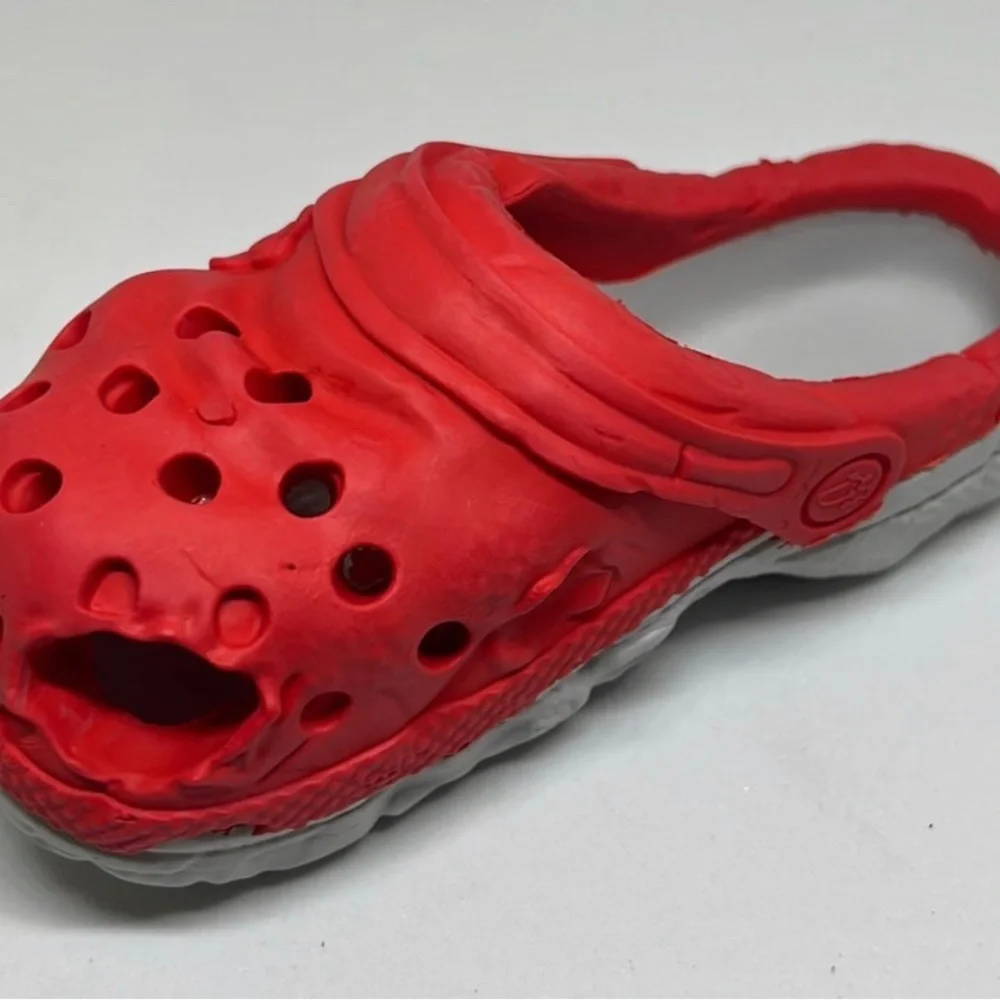 Red Natural Rubber Dog Chew Toy Slipper |‎ Treat Dispenser | 5x2 in